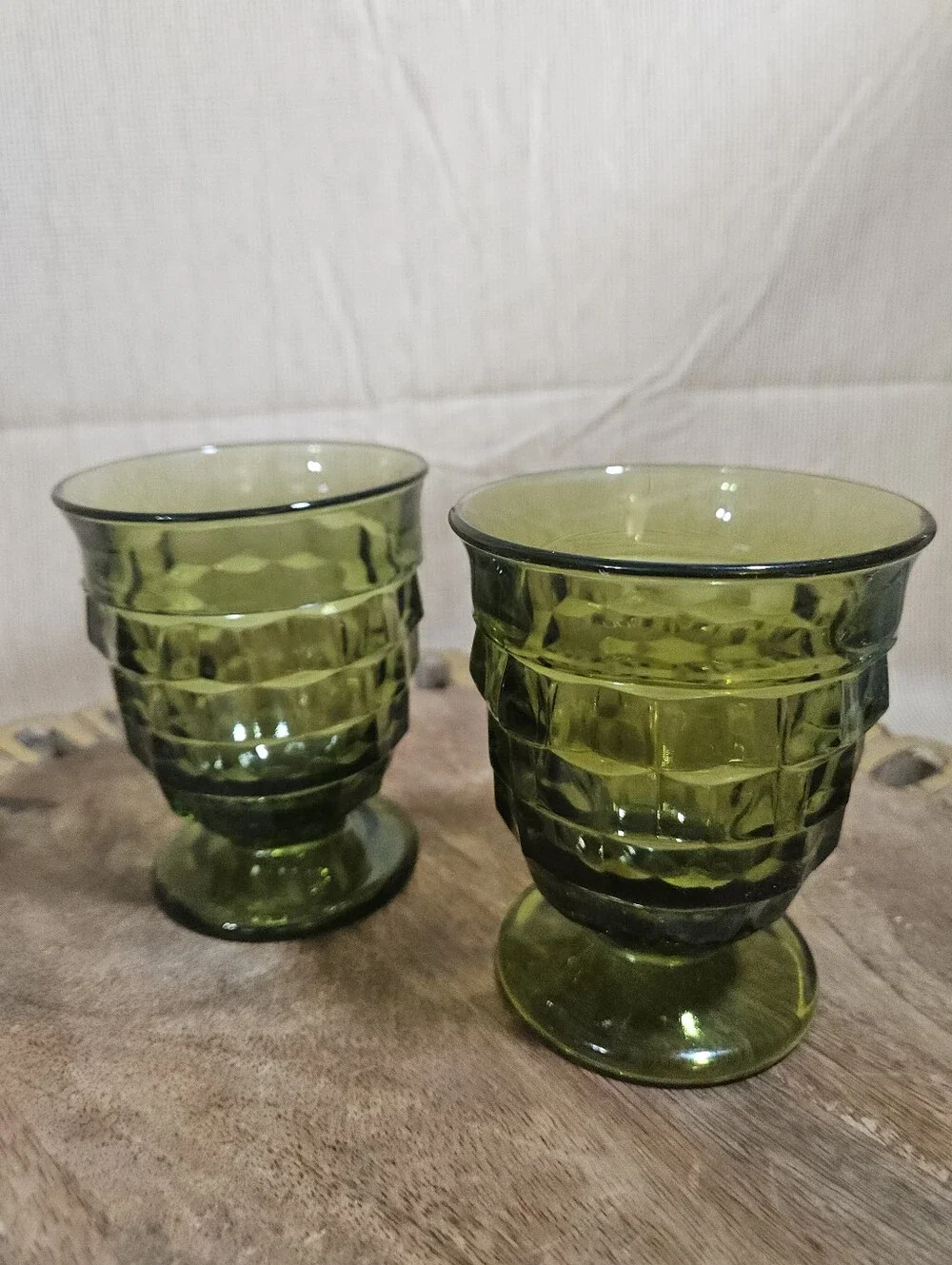 2 Indiana Whitehall Colony Vintage Glass Footed Tumblers